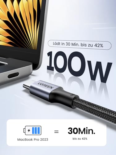 UGREEN USB C Kabel 100W 2M Ladekabel USB-C 2 Stück PD 3.0 Schnellladekabel PPS USB C auf USB C Kabel für iPhone 17/Air/16/15 Serie, MacBook Pro/Air, iPad Pro, Galaxy S24, Pixel 9, Steam Deck usw thumbnail 2
