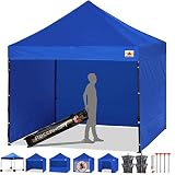 ABCCANOPY Canopy Tent Popup Canopy 10x10 Pop Up Canopies Commercial Tents Market stall with 6 Removable Sidewalls and Roller Bag Bonus 4 Weight Bags and 10ft Screen Netting and Half Wall, Royal Blue