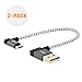 CableCreation Short (0.5ft) [2-Pack] 90 Degree USB 2.0 A to Micro USB B Cable, Double Angle-Dual Angled Short Micro USB Cable with Aluminium Case,15cm, Space Gray