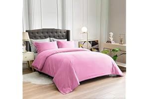 La Calypso Bedding 100% Cotton 600 Thread Count Duvet Cover, 1 Piece Duvet Cover with Zipper Closure & Corner Ties, Comforter Cover (Full/Queen Size, Pink)
