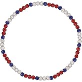 ZZLAY Unisex Colorful Diamond Baseball Necklace – Diamond Rhinestone Beaded Chain Necklace, Stylish Baseball Jewelry Gift for Baseball Enthusiasts and Team Players