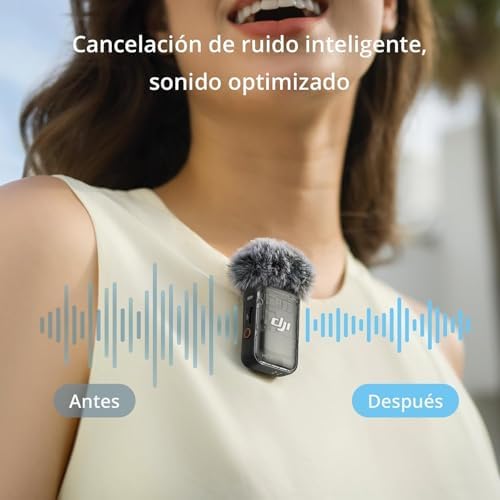 DJI Mic 2 (2 TX + 1 RX + Estojo de carregamento), tudo em um, microfone sem fio, cancelamento de ruído inteligente, gravação interna flutuante de 32 bits, microfone para iPhone e Android