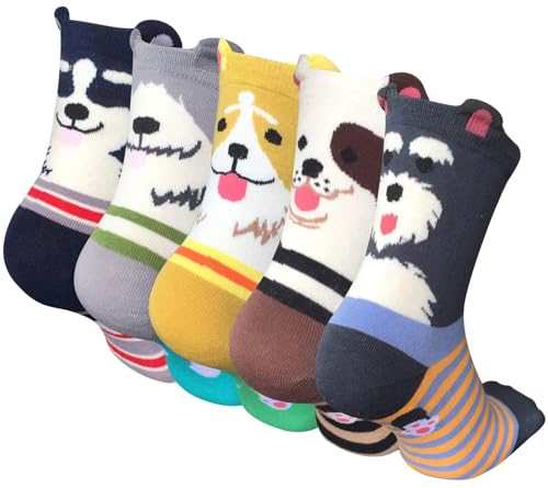 Chalier Womens Funny Socks Cozy Cute Printed Patterned Fun Sock Novelty Cat Dog Socks for Women