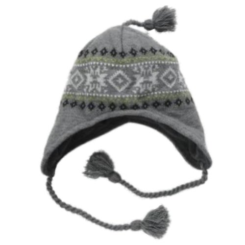 Ben Berger Boys Gray Snowflake Peruvian Trapper Hat Nordic Print Grey