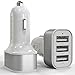 7.2A 36W Triple USB Car Charger with SmartQ Charge Ports for Apple iPhone 4/5/6/Plus, LG G2 G3, Samsung Galaxy S2 S3 S4 S5 S6 Note 1 2 3 4 Edge, HTC M9 , Nexus, Lifetime Warranty [White]