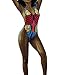 Women Sexy Retro Vintage African Print High Waist One Piece Swimwear M