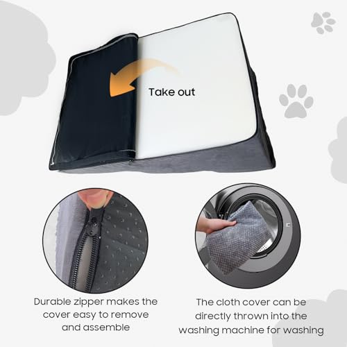 Pet Stairs for Small Dogs and Cats, Comfortable Curved Design with Waterproof Cover, High Density Foam Steps for Beds or Sofas, Durable and Lightweight, 3-Layer, 55 x 30 x