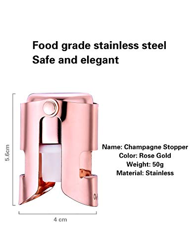 OWO Champagne Stopper, Stainless Steel Bottle Plug Sealer for Sparkling Wine, Superior Leak-Proof Bubble Retaining Saver, No Sharp Edge, No Spill, Fizz Saver, Passed Press Test (Rose Gold) - Thumbnail 6