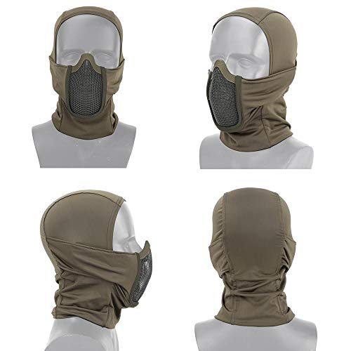 MOGOI Steel Mesh Airsoft Mask, Ninja Style Balaclava Mesh Mask Breathable Half Face Airsoft Mask for Fencing, Airsoft, Paintball, BB Gun, CS Game, Hunting and Shooting, B