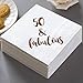 50 and Fabulous Cocktail Napkins, 50-Pack 3ply White Rose Gold 50th Birthday Dinner Celebration Party Decoration Napkin