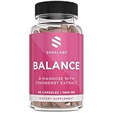 D Mannose with Cranberry Capsules - D-Mannose with Cranberry Capsule 1000mg - Urinary Tract Infection UTI Pills - Support Bladder Health and Relief for Women & Men