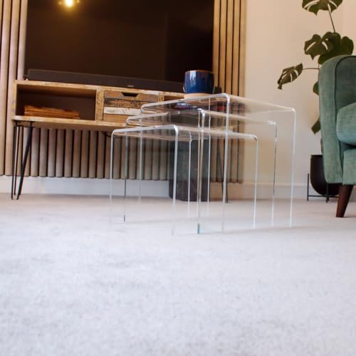 TIELO Acrylic Perspex Plastic Nest of Tables Living Room Table Hygienic Easy Clean