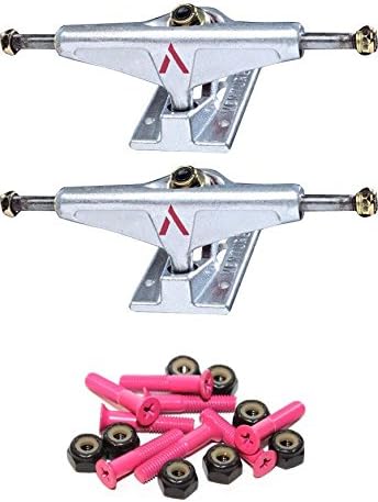 Venture Trucks Polished 5.25" Trucks with 1" Pink Mounting Hardware
