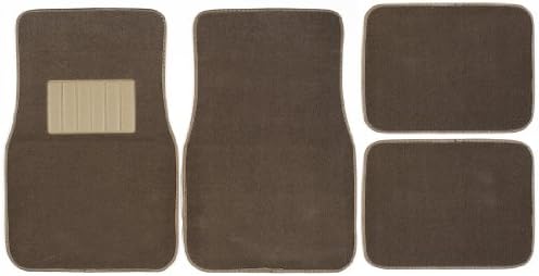 Luxury DRIVER 44057 Deluxe Beige Carpet Floor Mat Set with Matching Heel Pad - 4 Piece