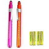 Escolite nurse penlight with pupil gauge nursing penlight stylus end for stethoscope warm white light dull polish 2AAA battary orange and pink color 2pcs