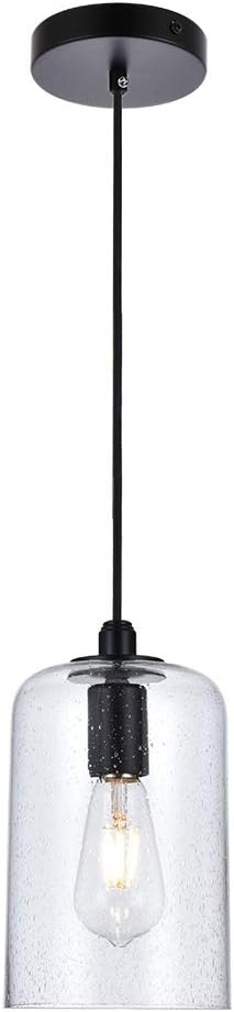 CASILVON Industrial Farmhouse Hanging Clear Seeded Glass Pendant Light, Lamp Ceiling Pendant Light Fixture with Adjustable Cord for Restaurant Living Room Kitchen Island Dinning Room Kitchen Sink - - 