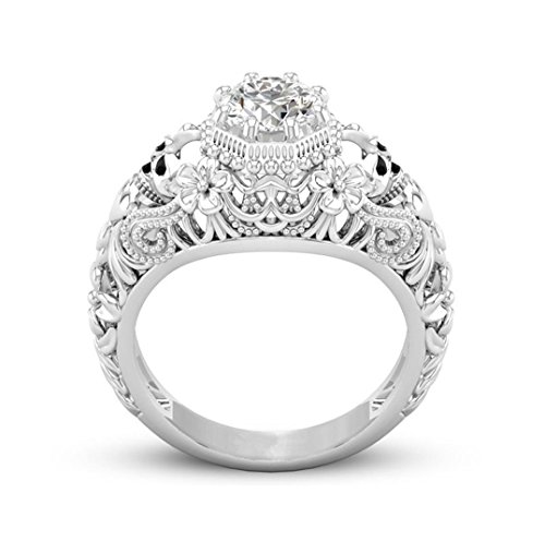 Hmlai Hot Sale! Fashion Hand Decorated Skeleton Head Diamond Ring for Women Best Jewelry Gift (10, Silver)