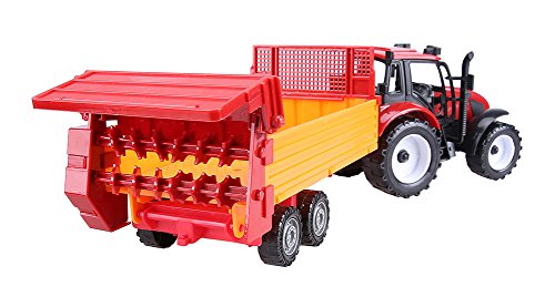 Cltoyvers Red Farm Tractor with Sowing Trailer Farm Tractors Toys Wagon Farmer Vehicle Seeding Machine Toy for Kids Boys Pretend Play Friction Powered Tractor Toys Playset - Thumbnail 5