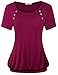 Nomorer Women's Scoop Neck Short Sleeve Pleated Front Blouse T-Shirt