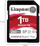 Kingston Canvas React Plus V60 1TB SDXC UHS-II U3 V60 SD Card for 4K Video view 6