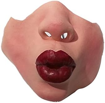 Boger Adult Party Funny Scary Horrible Mask Halloween Fool's Day Latex Mask Cosplay Costume Half Face Mask Red lips