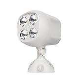 ICOCO LED Motion Sensor Light 4 LEDs 600 Lumens Battery Powered Ultra Bright Outdoor Spotlight Wireless Warm White (White)