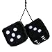 MR CARTOOL Car Fuzzy Dice,3 inch Pair Retro Square Mirror Hanging Dice, Couple Fuzzy Plush Dice Dots Car Interior Ornament Decoration (Black)