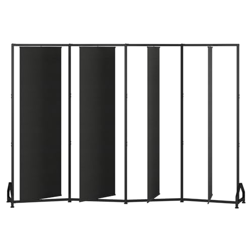 Uzelia Biombo Separador de Espacios, Biombo Divisor Portátil y Plegable de 4 Paneles, Pantalla giratoria de un Solo Panel, Separador de Ambientes 225 Ancho x 180 Alto cm de Habitación, Negro