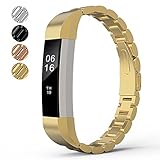 Replacement for Fitbit Alta HR Bands Adustable Steel Stainless Accessory Compatible Fitbit Alta Smartwatch Fitness Tracker Small Large for Men & Women Alta Wristbans (Gold)