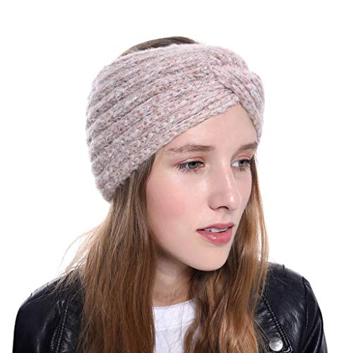 Pongfunsy Women Girls Headband, Women Winter Cross Braided Headband Knitted Twist Headband Warmer Head Wraps Headwear (Pink)