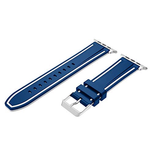 Cywulin Compatible with Apple Watch Band 38mm 42mm 40mm 44mm, Soft Silicone Sport Wrist Loop Replacement Strap Bracelet for iWatch Series 4 3 2 1 Stainless Steel Buckle Adapters (42mm/44mm, Blue) - Thumbnail 3