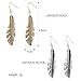 Antique Gold Silver Autumn Leaves Feather Drop Earring