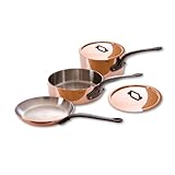 Mauviel M'Heritage Copper M250C 6501.00 5-Piece Copper Cookware Set, Cast Iron Handle