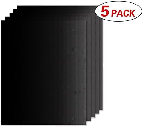 YIDERN Grill Mat | BBQ Mat Set of 5, 100% Non-Stick, FDA Approved, PFOA Free, Reusable and Easy to Clean, Works on Gas, Charcoal, Electric Grill and More, 15.75 x 13 Inch