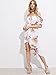 WDIRA Women's Frill Trim Floral Puff Sleeve High Low Off The Shoulder Casual Split Long Beach Dress