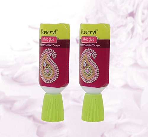 Krishna Handmade INDIAN Clear Adhesive/Fevicryl No Stitch Fabric Glue - 2 pcs/Pooja Craft & Embroidery/Fabric Fusion Fabric Adhesive/Colour : White/Water Based Glue/[Krish-Misc-PL27]