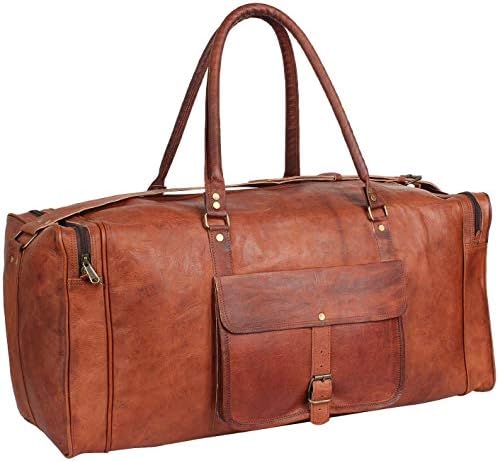 24 Inch Genuine Leather Duffel | Travel Overnight Weekend Leather Bag | Sports Gym Duffel for Men (25 inch) 3 24 Inch Genuine Leather Duffel | Travel Overnight Weekend Leather Bag | Sports Gym Duffel for Men (25 inch)