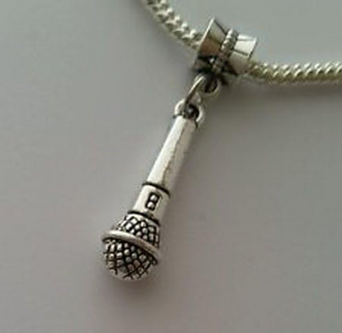 Beads Hut - Microphone Music Speech Lead Singer Band Dangle Bead for European Charm Bracelet