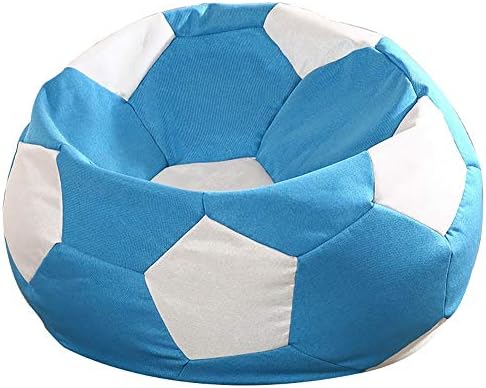 Couches Chairs Soccer Bean Bag Chair Single Lazy Sofa Seat Cushion Lovely Boys and Girls Recliners Washable Beanbag (Color : Blue+White, Size : 80X80cm)