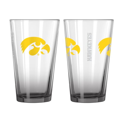 NCAA Iowa Hawkeyes Elite Pint Glass, 16-ounce, 2-Pack