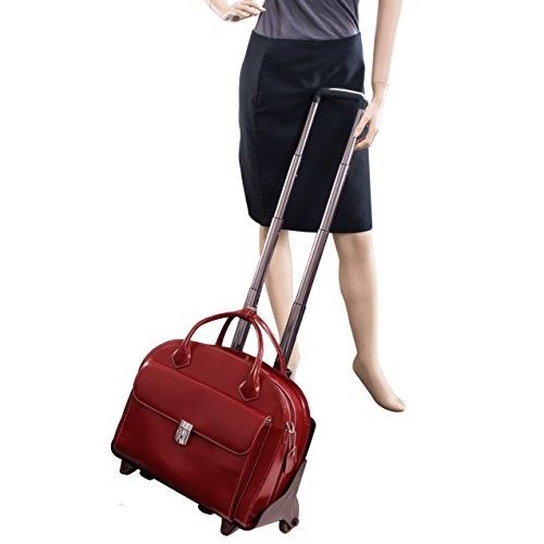 Mcklein USA 94366 Glen Ellyn, 15.4" Leather Detachable Wheeled Case, One Size, Red