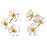 Flower Earrings for Women Floral Drop Earrings Hawaiian Earrings Retro Floral Earrings Summer Vacation Beach Earrings Boho Jewelry Gifts
