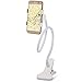 White Cell Phone Holder, Breett Universal Cell Phone Clip Holder Lazy Bracket Flexible Long Arms for iPhone, GPS Devices, Fit On Desktop Bed Mobile Stand for Bedroom, Office, Bathroom, Kitchen