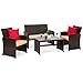 Best Choice Products 4-Piece Wicker Patio Furniture Set w/Table, Tempered Glass, 3 Sofas, Cushioned Seats - Brown primary