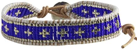 KELITCH Shell Seed Beaded Bracelet on Brown Leather Wrap Bracelet Fashion Cuff