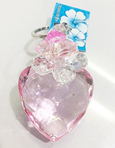 Keychains Acrylic heart and Flower style Handmade Pink color