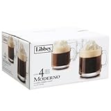 Libbey Moderno 10.4-oz. Clear Glass Cafe Mugs 4 Count Hot Beverage Coffee, Hot Chocolate, Irish Coffee