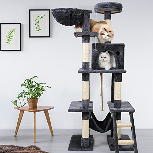 rabbitgoo Cat Tree Cat Tower 61" for Indoor Cats, MultiLevel Cat Condo