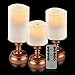 Flameless LED Battery operated Candles Ivory Color with Remote 24-hour Timer Function in Bronze Base - Set of 3