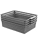 Doryh 6 Packs Plastic Storage Basket for Files, Letter, A4 Paper, Grey Office Kitchen Organizer Basket Tray